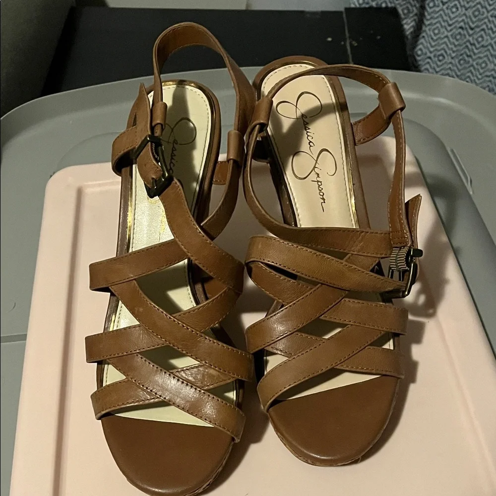 Jessica Simpson Tan Strappy Sandals - Picture 2 of 4